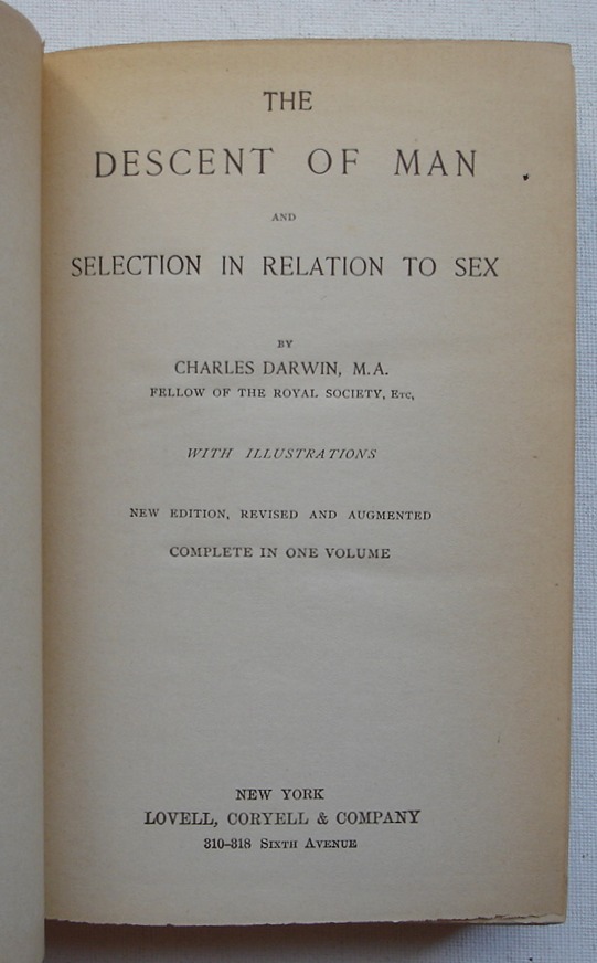 The Descent of Man, and Selection in Relation to Sex